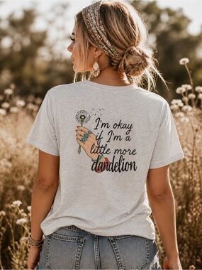 Boho  Graphic Tee Gildan Medium Gray I’m Okay If I’m a Little More Dandelion